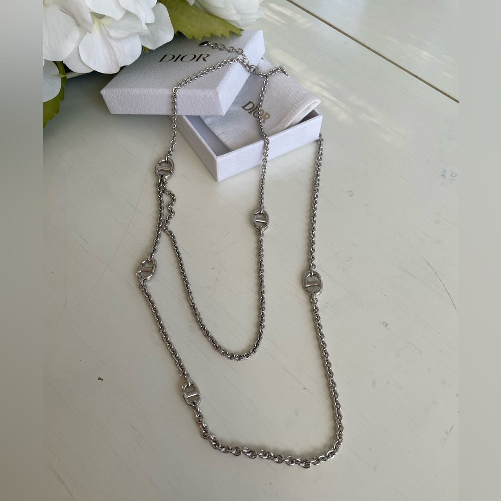 Christian Dior Silver CD Double Layer Chain - Picture 5 of 14